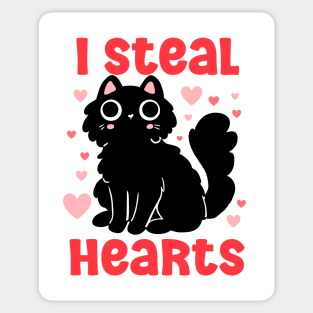 I steal hearts cute black cat valentine day gift for cat lover Sticker